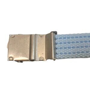 Adjustable Canvas Military Web Belt 1" Metal Buckle Unisex‎ Light Blue Up to 40"